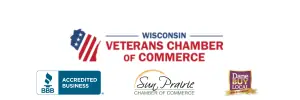 Logo montage of professional organizations Tgard Solutions is a member of, including Wisconsin Veterans Chamber of Commerce, Better Business Bureau, Sun Prairie Chamber of Commerce and Dane Buy Local. These represent and align with our goals of serving and being part of our community.